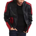 Men's Red and Black New Fashion Biker Jacket - Image 2