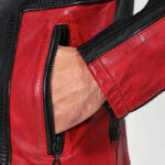 Men's Red and Black New Fashion Biker Jacket - Image 4