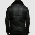 Men's Black Aviator B3 Shearling Sheepskin Leather Jacket - Image 2