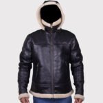Men's Black B3 Bomber Aviator Shearling Leather Jacket - Image 5