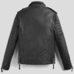 Men's Black Biker Motorbike Leather Jacket - Image 2