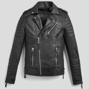 Men's Black Biker Motorbike Leather Jacket