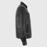 Men's Black Cafe Racer Moto Leather Jacket - Image 3