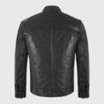 Men's Black Cafe Racer Moto Leather Jacket - Image 2
