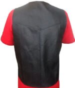 Men’s Black Genuine Leather Biker Vest with Side Lacing - Image 2