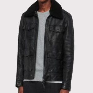 Men's Black Genuine Leather Bomber Jacket - Air Force Pilot Style