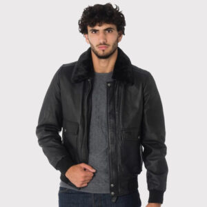 Men's Black Lambskin Leather Aviator Jacket