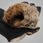 Men's Black Lambskin Leather Gloves with Brown Fur Lining - Image 3