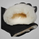 Men's Black Lambskin Leather Gloves with White Fur Lining - Image 3