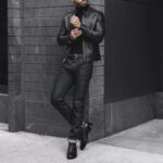 Men's Black Lambskin Leather Racer Jacket - Image 3