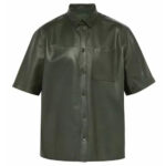 Men's Black Lambskin Leather Shirt - Elegant Fashion