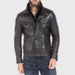 Men's Black Lambskin Leather Sports Jacket - Image 3