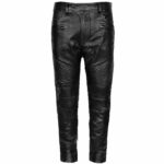 Men's Black Leather Biker Jeans