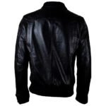 Men's Black Fashion Genuine Leather Bomber Jacket with 6 Front Pockets - Image 2