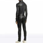 Men’s Black Leather Jumpsuit with Asymmetric Zipper – Overall Fit - Image 2