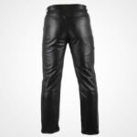 Men's Classic Black Leather Motorcycle Pants - Image 2