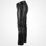 Men's Classic Black Leather Motorcycle Pants - Image 3