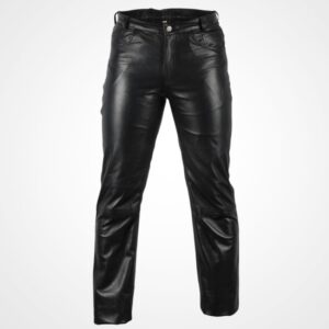 Men's Classic Black Leather Motorcycle Pants