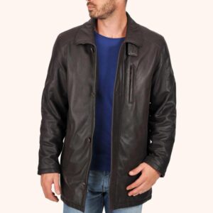 New Genuine Men?s Black Leather Sport Coat