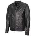 Men's Genuine Black Leather Vintage Cafe Racer Biker Jacket - Image 4