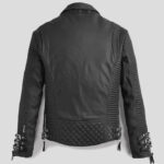 Men's Black Leather Motorcycle Jacket - Biker Edition with Pattern - Image 2