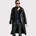 Men's Black Oversize Sheepskin Shearling Coat - Winter Parka - Image 3