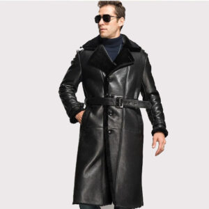 Men's Black Oversize Sheepskin Shearling Coat - Winter Parka