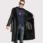 Men's Black Oversize Sheepskin Shearling Coat - Winter Parka - Image 4
