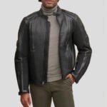 Black Leather Performance Rider Biker Jacket for Men