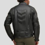 Black Leather Performance Rider Biker Jacket for Men - Image 2