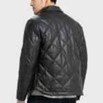 Men's Black Quilted Lambskin Leather Jacket - Image 2