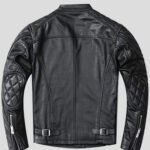 Men's Black Quilted Leather Motorcycle Jacket - Image 2