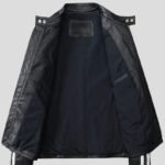 Men's Black Quilted Leather Motorcycle Jacket - Image 4