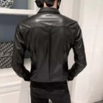 Men’s Slim Fit Black Sheepskin Leather Shirt Jacket - Image 3