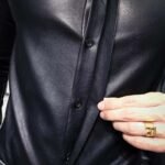 Men’s Slim Fit Black Sheepskin Leather Shirt Jacket - Image 4