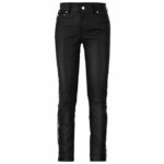 Men's Black Stretch Leather Biker Jeans