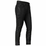 Men's Black Stretch Leather Biker Jeans - Image 2