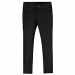 Men's Black Stretch Leather Biker Jeans - Image 3