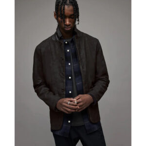 Men's Black Suede Leather Blazer