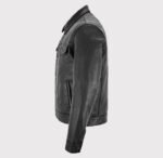 Classic Black Trucker Western Leather Jacket Shirt for Men - Image 3