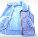 Men's Blue Leather Sheepskin Shearling Vest - Image 3