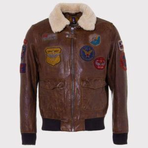 Classic Men's Brown Flight Aviator Pilot Sheepskin Jacket