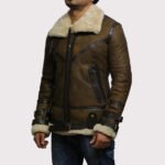 Men's Brown B3 Bomber Sheepskin Jacket - Image 4