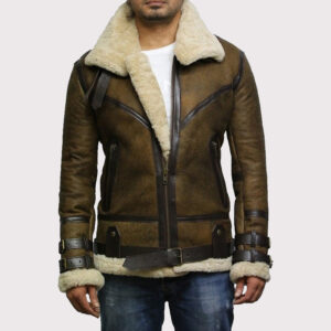 Men's Brown B3 Bomber Sheepskin Jacket