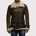 Men's Brown B3 Bomber Sheepskin Jacket - Image 2