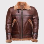 Men's Brown Bomber Sheepskin Shearling Jacket