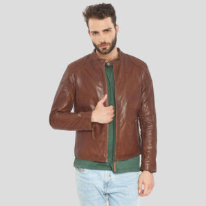 Men's Brown Premium Buffalo Leather Motorcycle Jacket