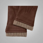 Men's Brown Deerskin Leather Gloves with Cashmere Lining - Image 3