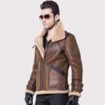 Men's Brown Double-Face Sheepskin Air Force Flight Coat - Image 2