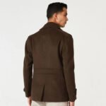 Men's Brown Fleece Peacoat - Image 2